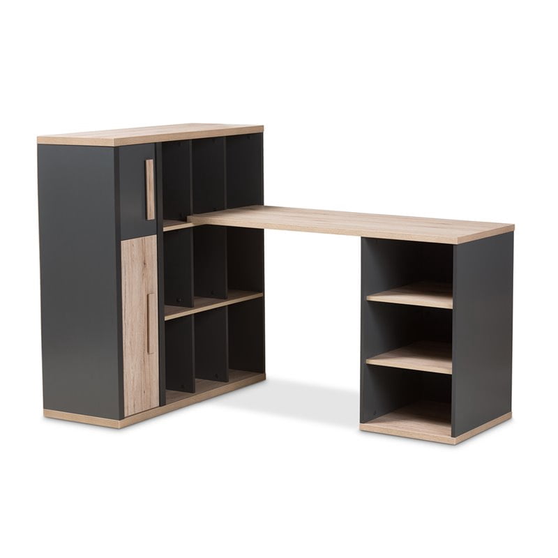Baxton Studio Bureau d'Écriture Pandora en Gris et Marron