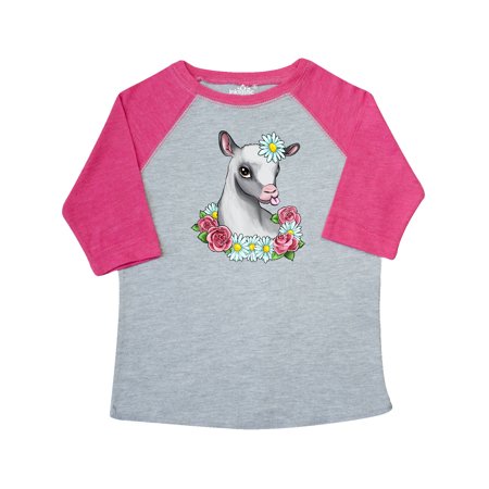 

Inktastic Cute Goat with Roses and Daisies Gift Toddler Boy or Toddler Girl T-Shirt