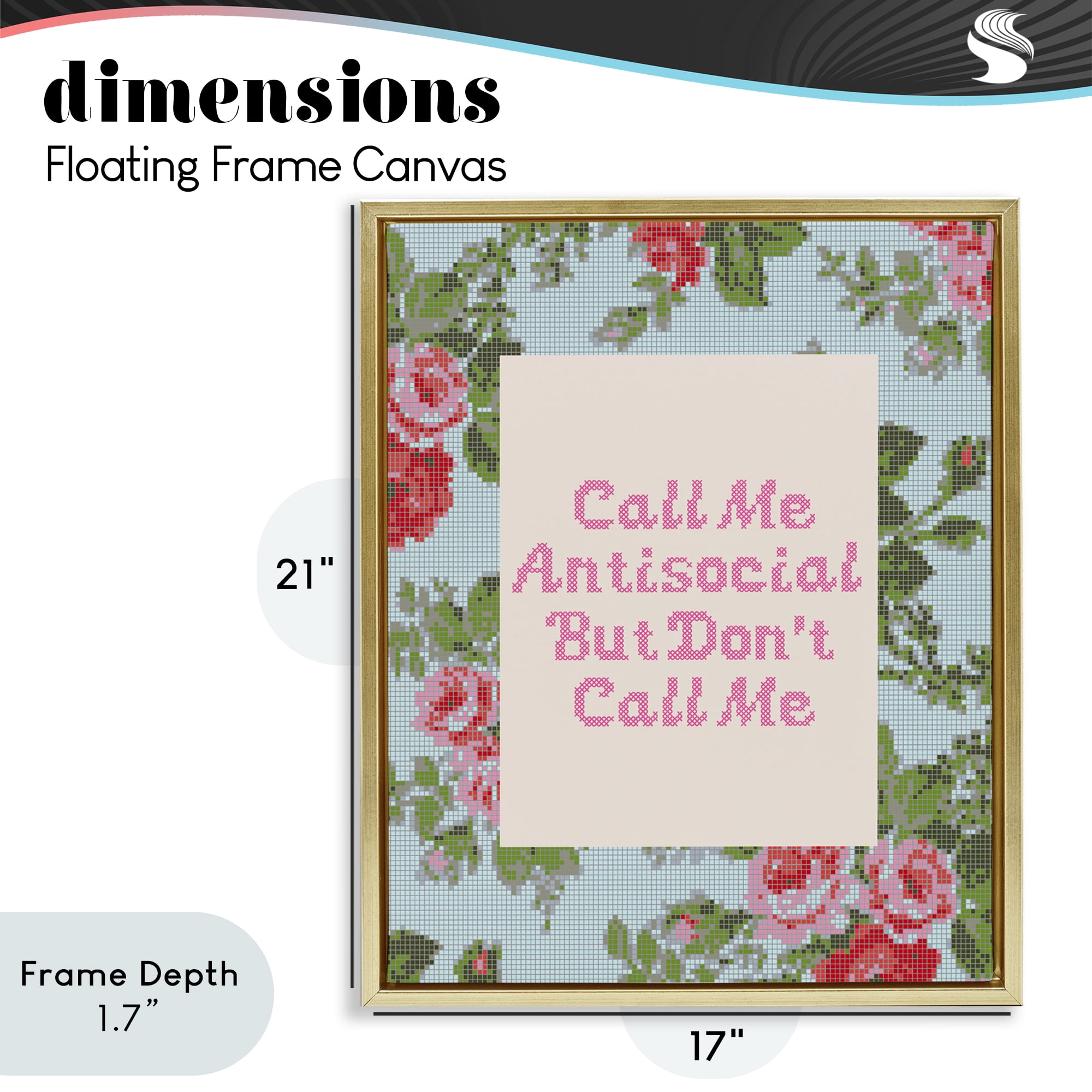 Stupell Industries Don't Call Me Vintage Florals Gold Framed Floater Canvas Wall Art, design by Lil' Rue