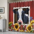 thumbnail image 5 of Cow Sunflowers Shower Curtain, Blue Yellow Flower Bee Farms Animal Oil Painting Waterproof Shower Curtain Set with 12 Hooks Lightweight Bath Curtains Fabric Bathroom Decor 72x72 Inches, 5 of 9