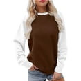 thumbnail image 2 of Women's Long Sleeve Fall Tops Petite Womens Fall Tops Clearance Winter Casual Long Sleeve Color Block Crew Neck Tops, 2 of 3