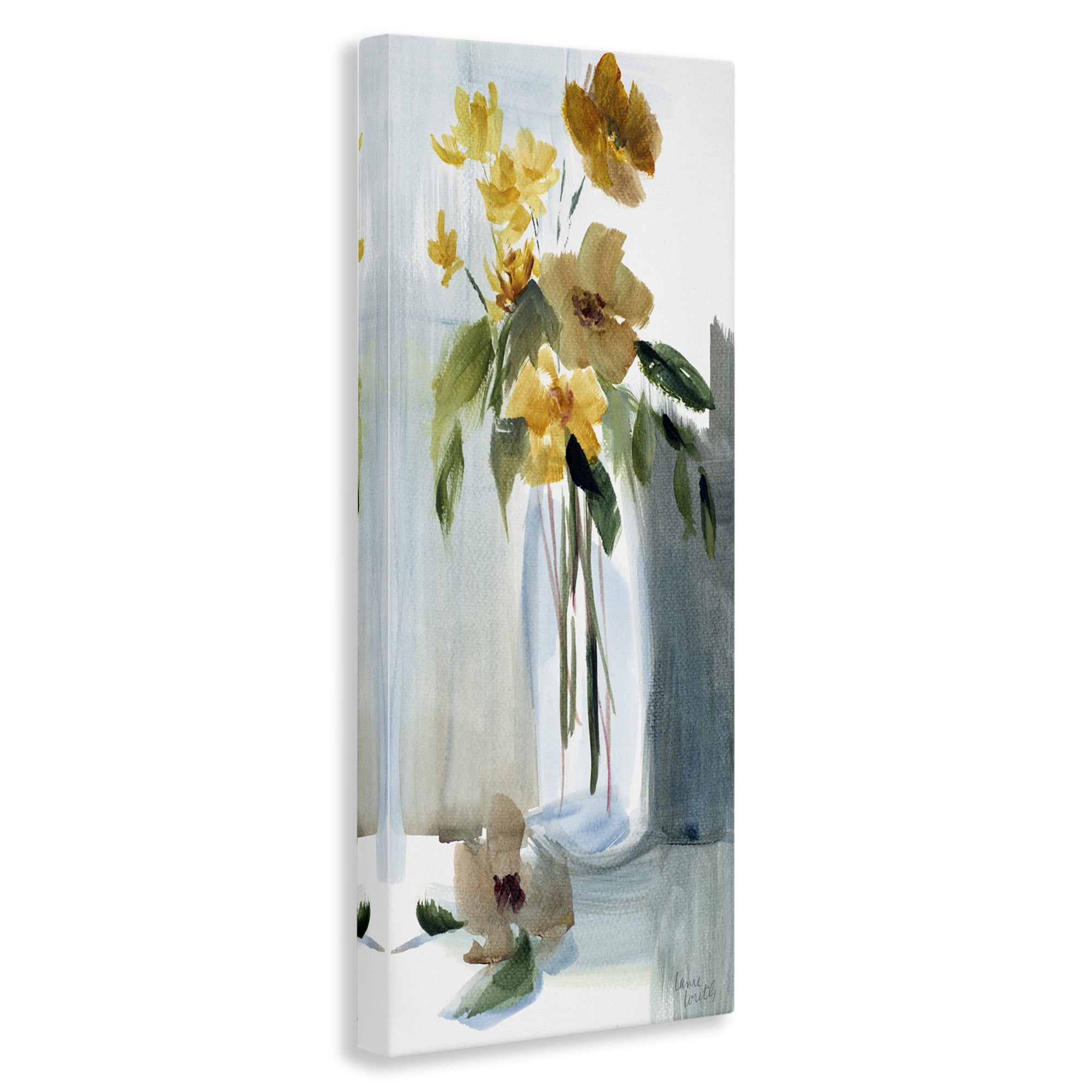 Stupell Industries Luminous Flower Vase Plants & Flowers Painting Wrapped Canvas Art Print Wall Art, 13 x 30
