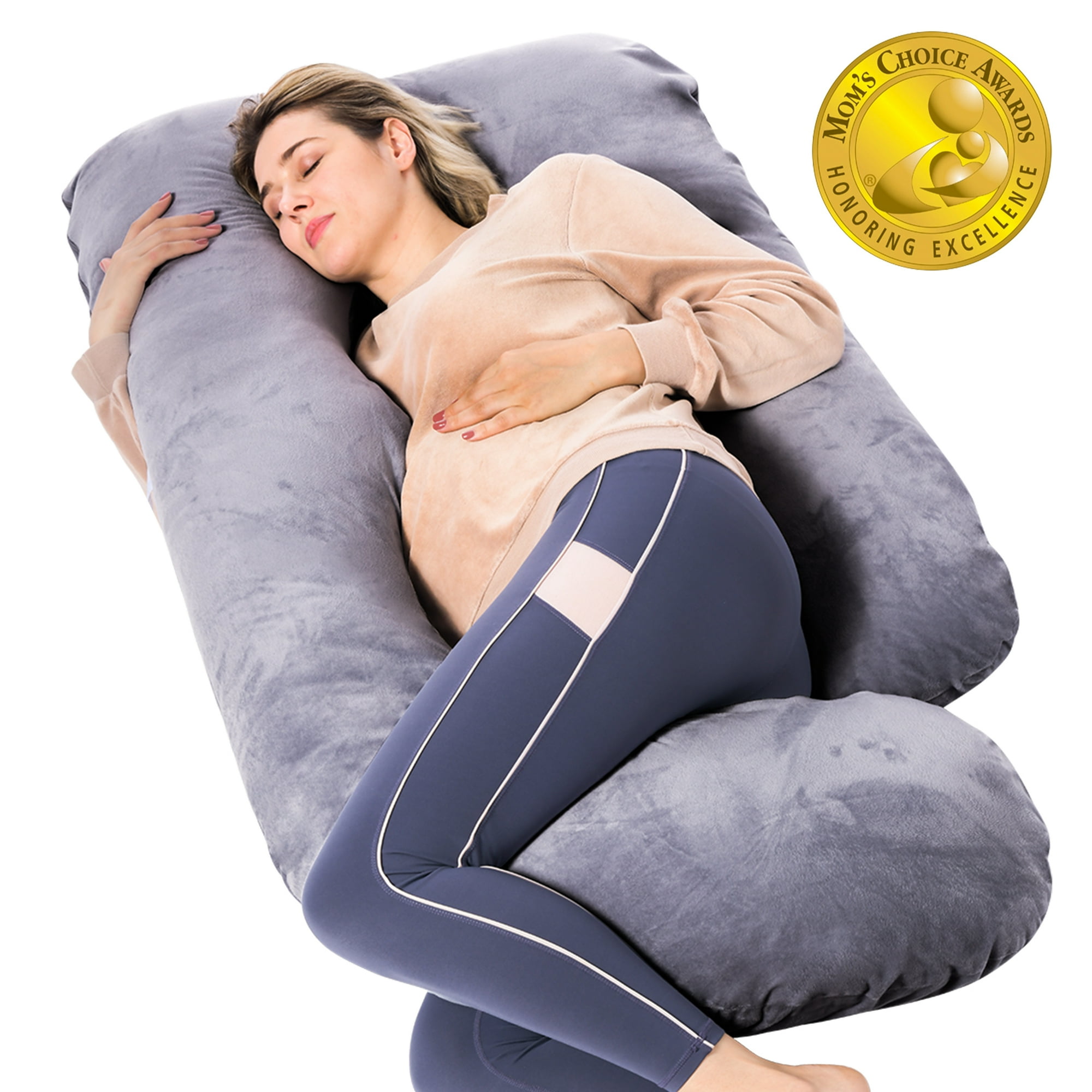 Momcozy U/J Shaped Pregnancy Pillow, Full Body Maternity Pillow for  Sleeping with Removable Cover