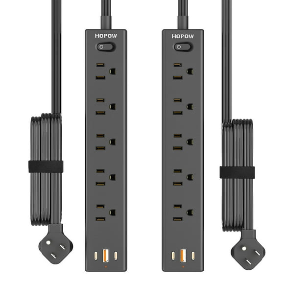 Protector contra sobretensiones Power Strip HOPOW, paquete de 2 unidades, 10 pies con puertos USB