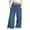 Blue, variant on TIREOW Girls Soft Jeans Solid Color Loose Fit Casual Straight Wide Leg Elastic High Waist Drawstring Denim Pants Kids Children Daily Denim Trousers