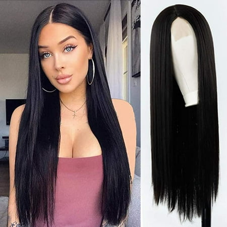 XINRAN Long Straight Black Wigs for Women, 30 inch Synthetic Long Black  Wigs for Women,Looking Natural Heat Resistant Black Long Hair Wigs(Black)