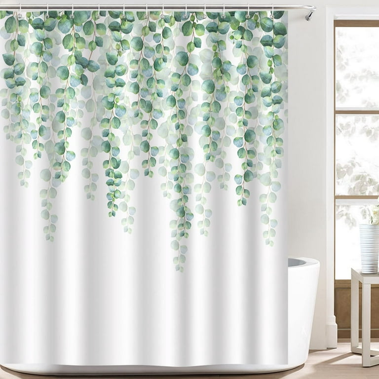 Eucalyptus Leaves Shower Curtain for Bathroom Green Leaf Plant