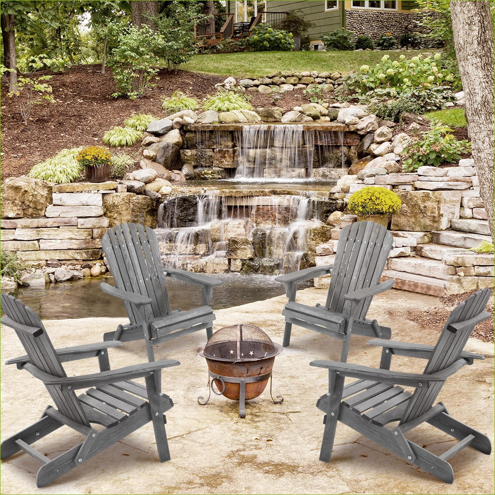 Outdoor Adirondack Chairs | Set of 2 Folding Classic for Patio Lawn Backyard Deck | Slate Gray | Solid Wood