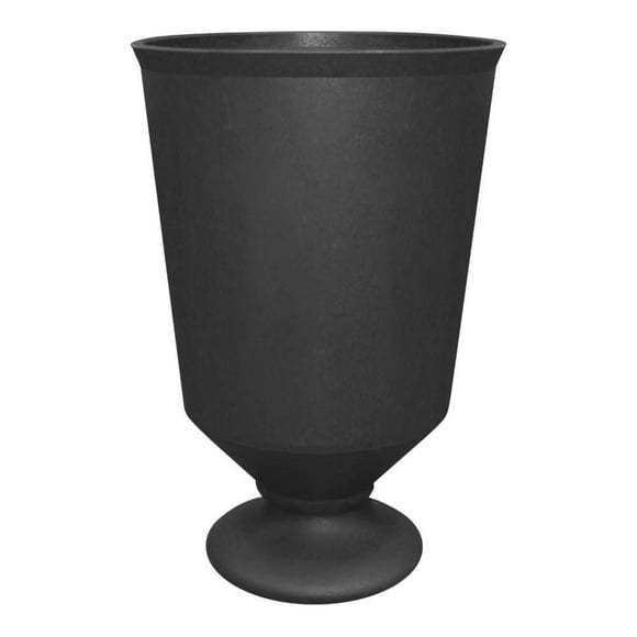 Tierra Verde 14in W x 23in H Vibrato Modern Urn Recycled Self-Watering Indoor/Outdoor Large Planter in Black