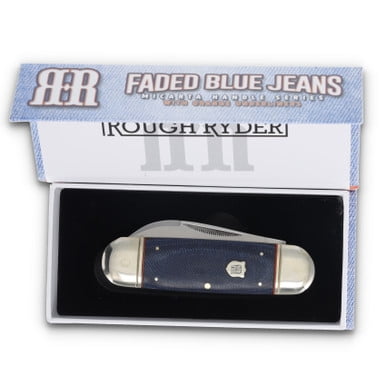 Rough Ryder Knives Rough Ryder Denim Micarta Large Toenail Folding Knife RR2348
