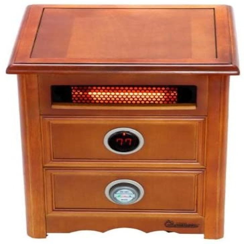 Dr Infrared Heater DR999, 1500W, Advanced Dual Heating System with Nightstand Design, Furniture-Grade Cabinet, Remote Control