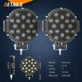 thumbnail image 4 of 7 Inch Round LED Offroad Lights, 51W Fog Driving Led Spot Lights Work Lamp Roof Bumper for Trucks ATV SUV Jeep Boat tractor, Pack of 2, Black, 4 of 5