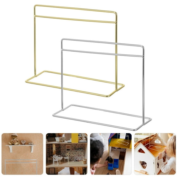 LEXSOMEO 2pcs Mini Doll Clothes Rack Set, Doll Clothes Display Stand for Dollhouse Accessories and Storage