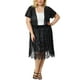 thumbnail image 2 of Women's Plus Size Shrug Cardigan Lace Allover Open Front Short Sleeve Crop Bolero Jacket Black 4X, 2 of 7