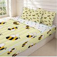 thumbnail image 3 of Erosebridal Bohemian Bee Zipper Full Size Comforter Sets with Fitted Sheet and 2 Pillowcases,Cream Yellow,Polkadot Reversible,4pcs, 3 of 8