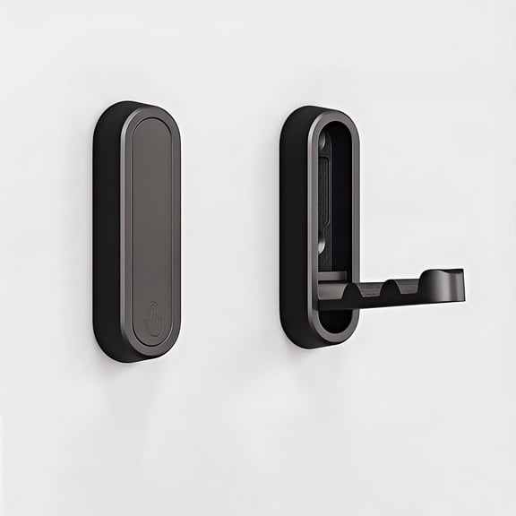 Matte Black Foldable Towel Hooks for Bathroom 2 Pack,Wall Hooks for Hanging Heavy Duty Coat Robe Purse Hooks