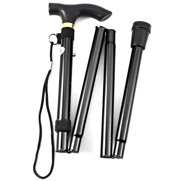 Aluminium Alloy Folding Cane Portable Hand Walking Stick Trekking Hiking 4  Section Adjustable Canes with Comfortable Handle 