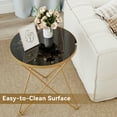 thumbnail image 3 of HLR Modern Round Side Table, End Tables Set of 2 with Marble Texture for Living Room, Black, 3 of 10