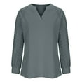 thumbnail image 3 of Olyvenn Basic Shirts for Women Hollow Out Long Sleeve Sweater Trendy Oversized V Neck Sweatshirt Soft Cozy Pullover Outdoors Gray 4, 3 of 5