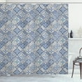 thumbnail image 1 of Ambesonne Moroccan Shower Curtain, Oriental Rectangles, 69"Wx75"L, Blue Orange White, 1 of 3