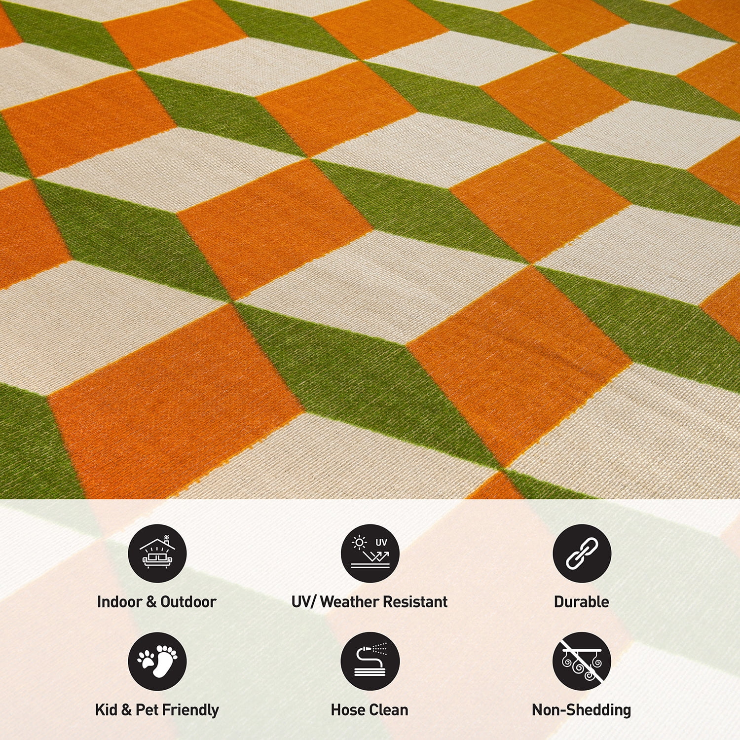 World Rug Gallery Contemporary Geometric Flatweave Indoor/Outdoor Area Rug - ORANGE 7'10"X10'