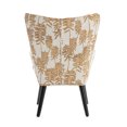 thumbnail image 7 of Accent Chair, Mid Century Linen Upholstered Armchair with Tufted Button Wingback and Solid Wood Legs, Vintage Single Sofa Chair Leisure Chair for Living Room, Bedroom or Waiting Room, Yellow Leaf, 7 of 7