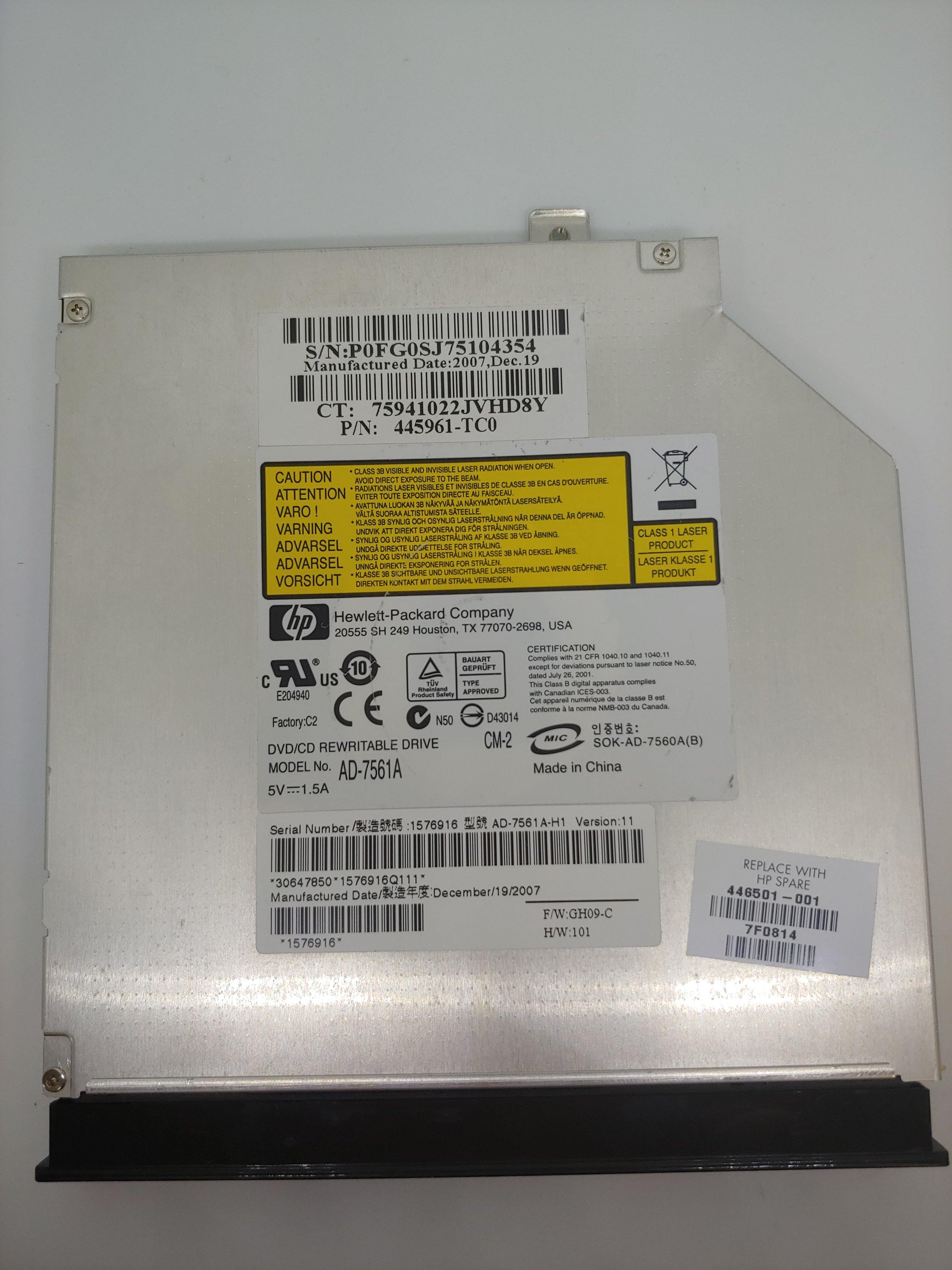 HP CD / DVD RW DL LightScribe Drive Sourced from Working Laptop AD ...