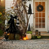 KMMYS Halloween Witch Solar Lanterns, Outdoor Halloween Decorations, Metal Yard Stakes, Lighted Witch Decor for Gardens and Walkways, Durable Weather-Resistant Design, Haunted Graveyard Scene
