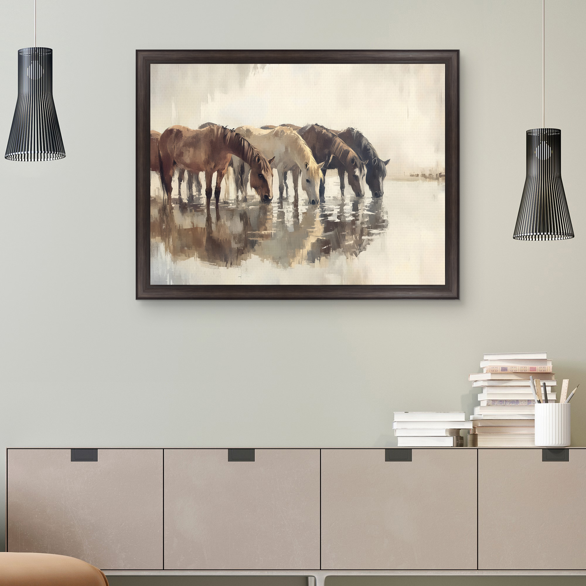 Herd of Horses Framed Canvas