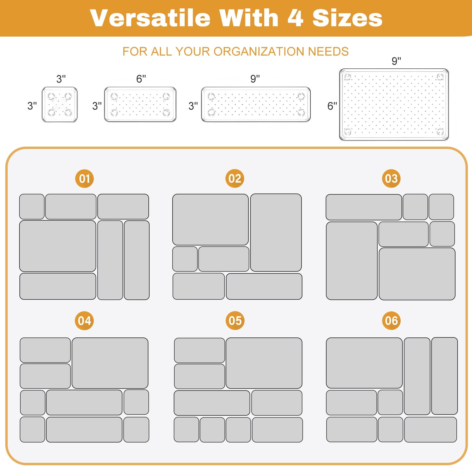 Lockways Drawer Organizer, 28Pcs Clear Plastic Makeup Drawer, 4 Sizes Vanity Organizer and Storage Bins for Makeup, Jewelry, Gadgets for Bathroom, Bedroom, Office