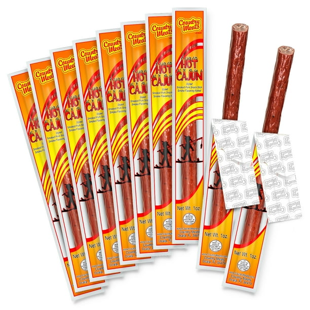 Country Meats High Protein Keto Snack (10 Sticks, Hot Cajun) Walmart
