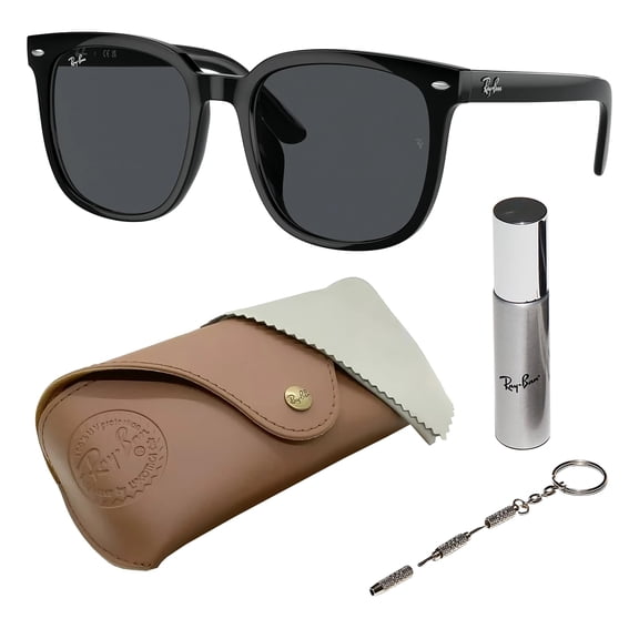 Ray-Ban RB4401D Square Shaped Non-Polarized Sunglasses for Men & Women - Includes Official RAYBAN Eyewear Kit - Ideal Formal & Casual Wear Sunglasses - Dark Grey Lens
