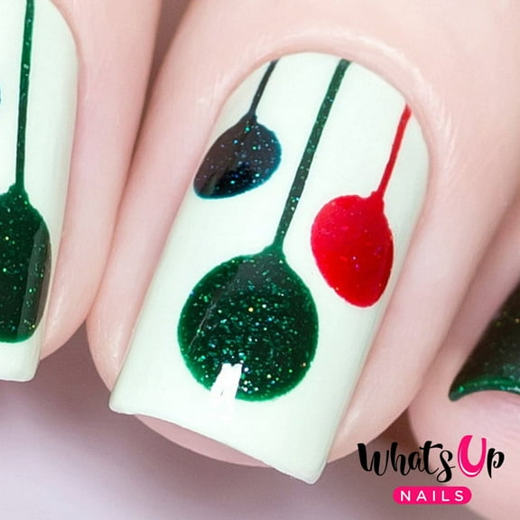 Whats Up Nails Festive Globes Vinyl Stencils for Christmas Nail Art Design