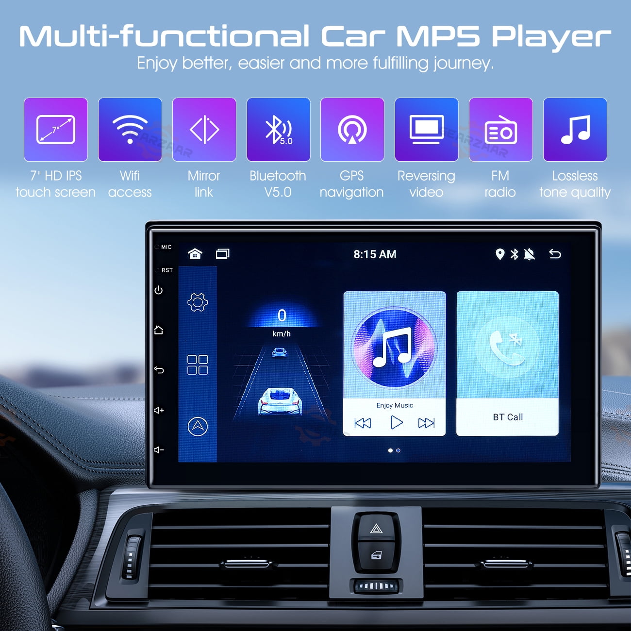Single 1 Din Car Stereo Android 13 Car Radio with Wireless/Wired Carplay  Android Auto 6.9 Inch IPS Touch Screen in Dash Head Unit Support Card/FM