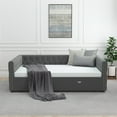 thumbnail image 5 of DeeHome Daybed with Trundle Velvet Upholstered Tufted Sofa Bed, with Button and Copper Nail onSquare Arms,Full Daybed & Twin Trundle- For Bedroom, Living Room, Guest Room,(83"x57"x26"), 5 of 9