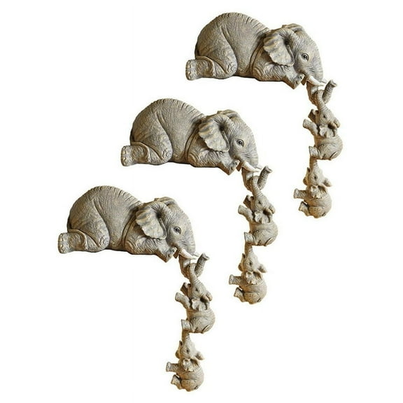 3PCS Cute Elephant Hug Doll Resin Handicraft Decoration Home Decor Gift Decorative Figurines Miniatures Accessories,3 * resin ornaments,Gray
