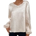 thumbnail image 2 of Mikilon Chemise Décontractée à Manches Longues Col en V Léopard pour Femmes Printemps Automne, 2 of 9