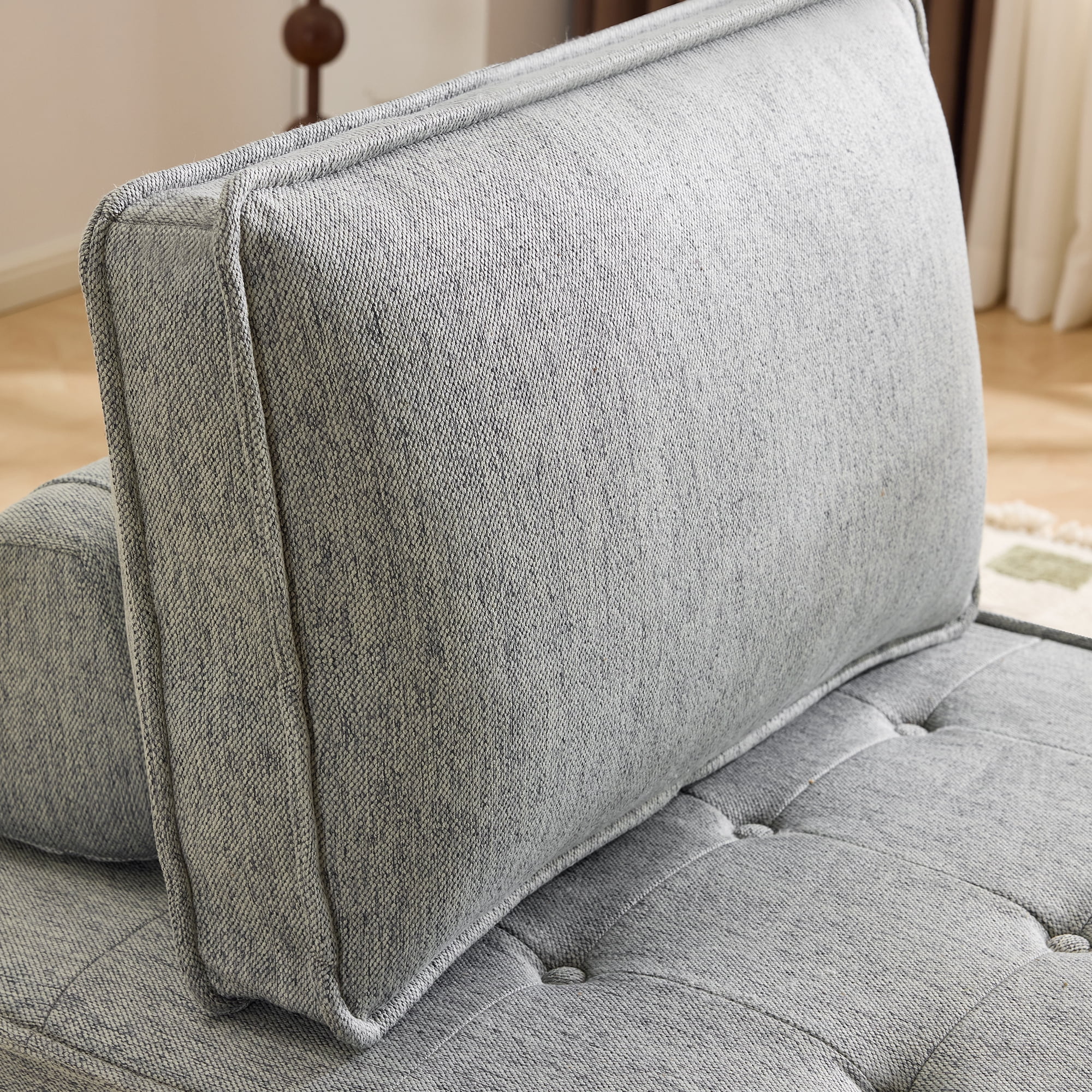 Modular Sofa, Light Grey Linen Wooden Frame Square Seat for Free Splicing, 32-Inch Solid Build with Good Resilience for Small Apartment Living Room and Multiple Decoration Styles