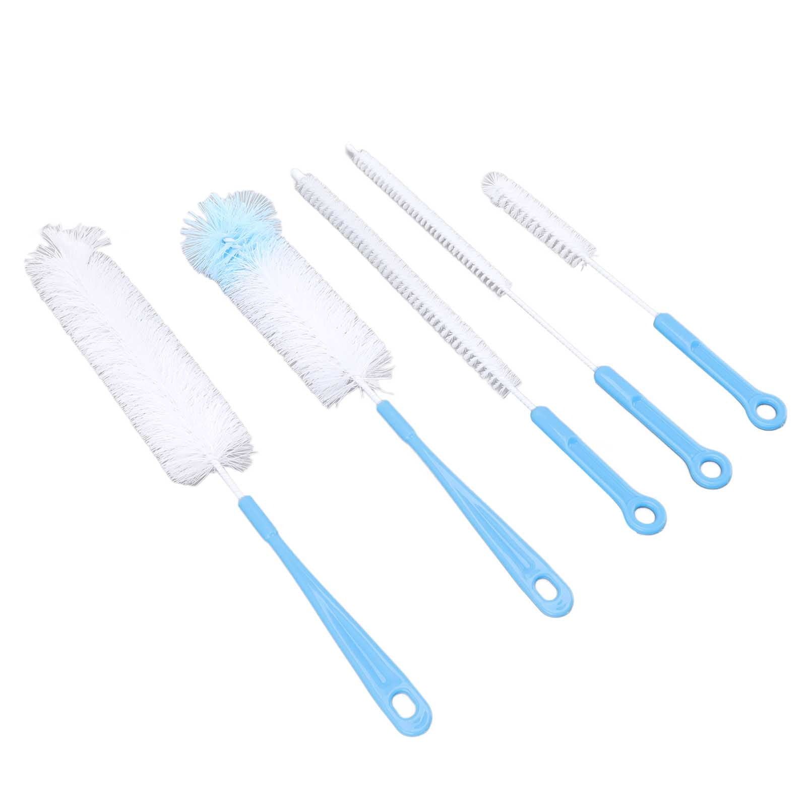 LAZIOEGR Bottle Brush Set Food Grade Long Handle 5 Types Water Bottle Cleaner for Wine Sports Bottles Hummingbird Feeders Blue, 15.35 inches / 39 cm