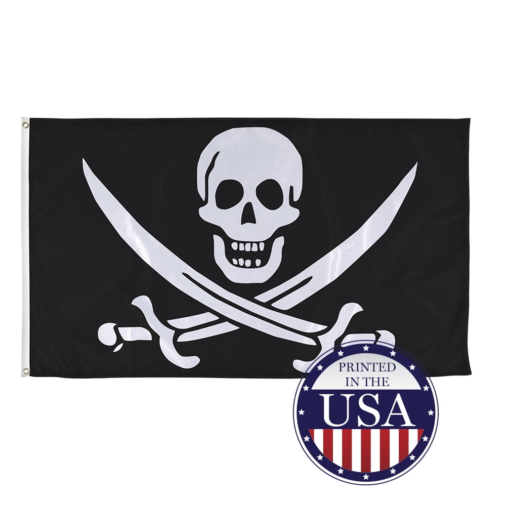 3x5 Calico Jack Rackham Pirate Skull 2ply Nylon Double Sided Flag 3x5ft Banner