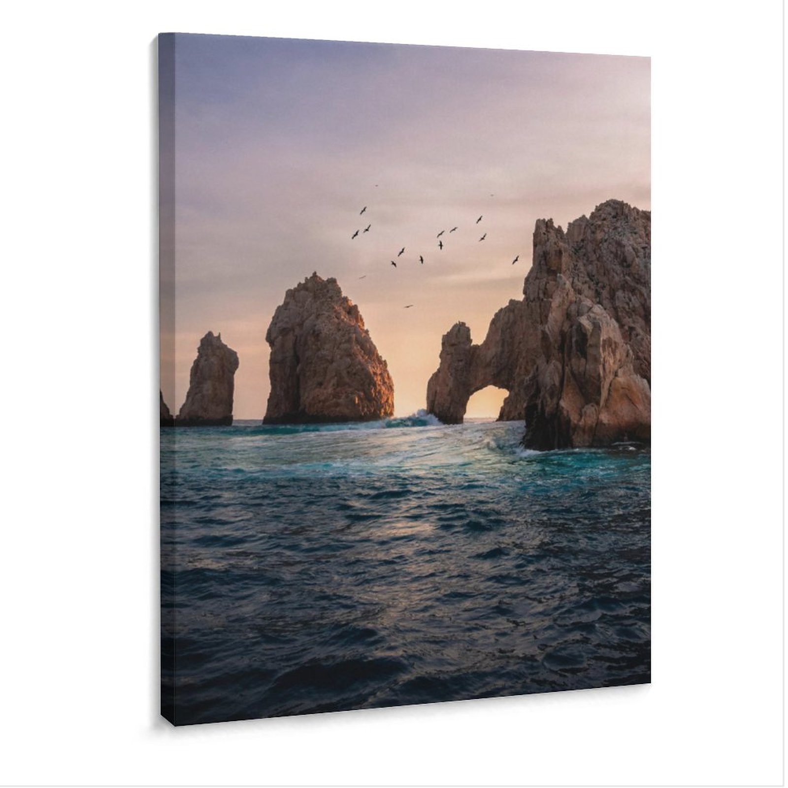 Ocean Beach Print Vertical Version Framed Wrapped Canvas Wall Art