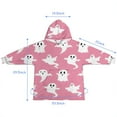 thumbnail image 7 of Pink Halloween Ghosts Blanket Hoodies for Kids 6-13YR Oversize Wearable Blanket Hoodies for Boys Girls Teens, 7 of 7