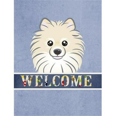 Carolines Treasures BB1393CHF Pomeranian Welcome Flag Canvas House Size