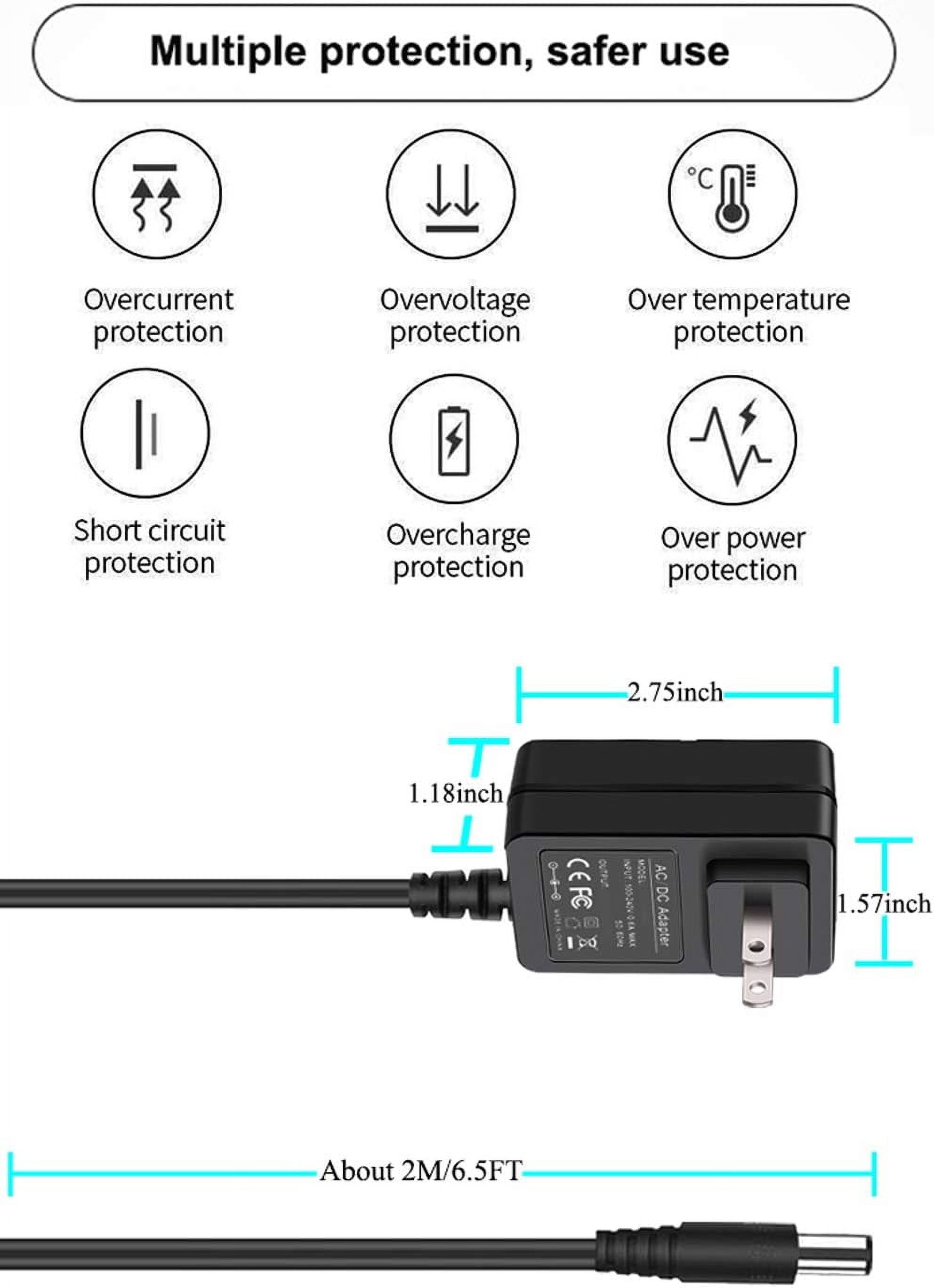 for Crosley Record Player Power Cord, 9V Adapter for Crosley Cruiser Portable Turntable Record Player CR8005A CR221CR8005C I II III Series 5.9FT Cord
