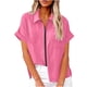 thumbnail image 1 of Vestidos Casuales Para Mujer, Blusas De Mujer De Moda Blusa tipo túnica de lino con solapa y manga corta para mujer, holgada, con cremallera, para verano, para el trabajo, 1 of 6