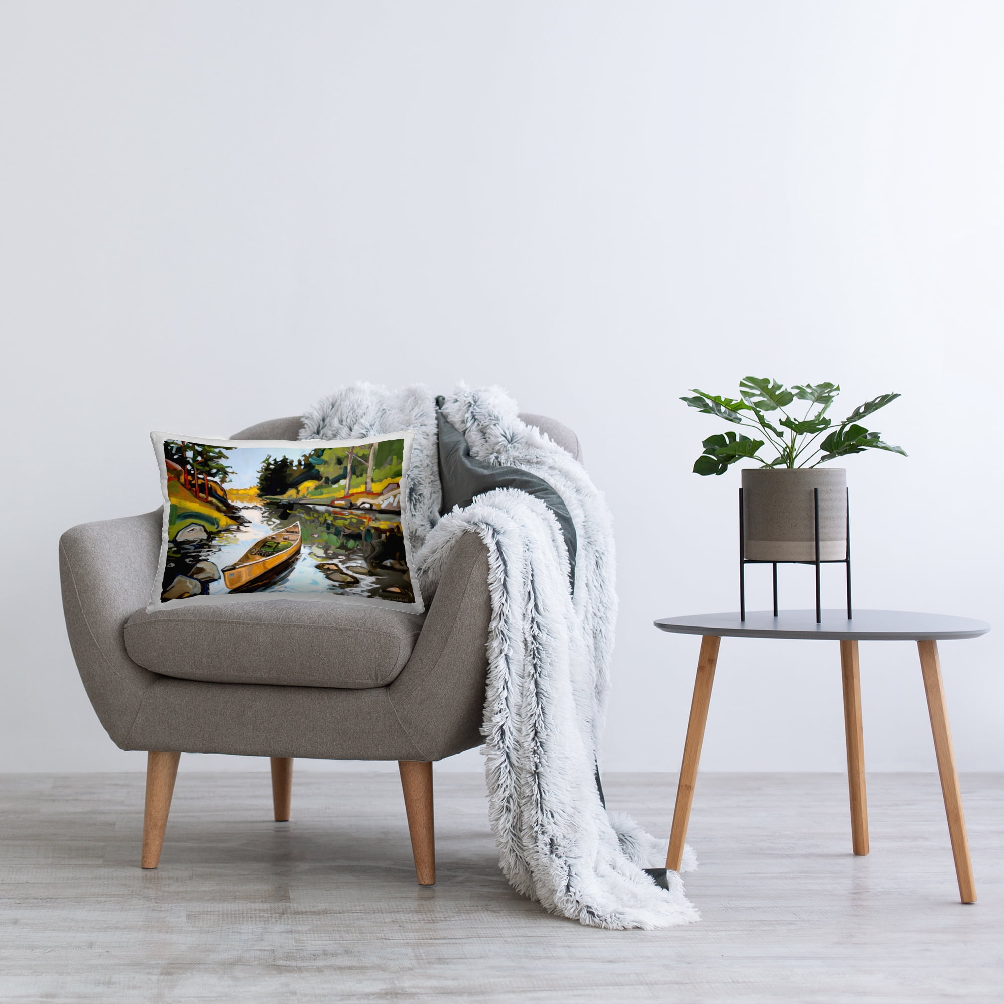 Stupell Industries Canoe Through River Decorative Printed Throw Pillow Design by Adam Swanson.
