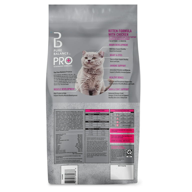 Pure Balance Pro Kitten Formula with Chicken Dry Cat Food 7 lbs