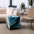 thumbnail image 3 of "Sapphire Sea" Reverse Printed Beveled Art Glass Lamp Table with Black Plinth Base, 3 of 6
