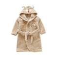 thumbnail image 2 of LSLJS Boys Girls Robe Kids Flannel Hooded Bathrobe Sleepwear Toddler Plush Robes With Belt, Kids Robe, 2 of 3
