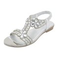 thumbnail image 1 of Dsscvnef Women Summer Sandals Elastic Band Rhinestone Casual Open Toe Flat Soft Bottom Breathable Comfortable Lightweight On, 1 of 6